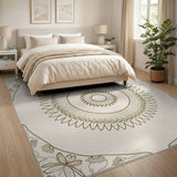 Vintage Floral Mandala Area Rug in Beige Gold