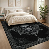 Black White Skull Ornate Area Rug