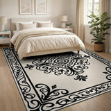 Ornate Black Medallion Persian Area Rug
