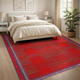 Vibrant Red Persian Rug with Ornate Borders