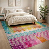 Vibrant Rainbow Vertical Stripe Geometric Modern Area Rug