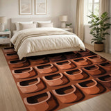 Terracotta Pots Grid Geometric Area Rug
