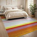 Multi-color and Patterns Vibrant Multi-Stripe Southwestern Area Rug
