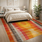 Abstract Area Multi-color and Patterns Vibrant Wavy Abstract Area Rug