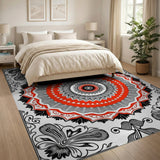 Red Red Mandala Persian Area Rug