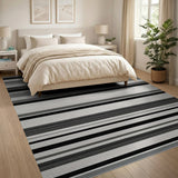 Striped Black White Striped Geometric Area Rug