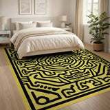 Bold Yellow Heritage Tribal Area Rug
