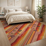 Orange Adventure Icons Washable Area Rug