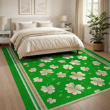Emerald Green Four-Leaf Clover Area Rug