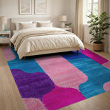 Vibrant Pink Blue Purple Geometric Shag Rug