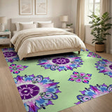 Vibrant Bird Floral Mandala Area Rug