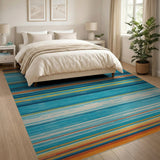 Southwestern Vibrant Multi-Color Striped Area Rug