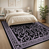 Purple Ornate Persian Border Area Rug