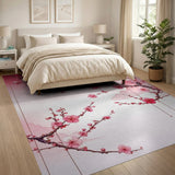Pink Floral Vintage Pink Cherry Blossom Branch Area Rug