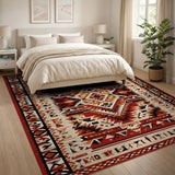 Southwestern Geometric Red Tan Area Rug