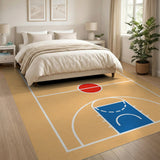 Orange Geometric Modern Basketball Court Geometric Area Rug