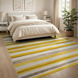 Bold Mustard Yellow Striped Woven Area Rug