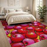 Vibrant Cherry Burst Fruit Pattern Area Rug