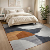 Abstract Geometric Brown Tan Area Rug