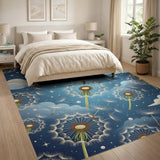 Starry Dandelion Night Sky Blue Area Rug