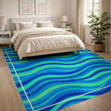 Cascading Blue Teal Waves Area Rug