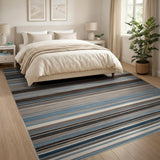 Modern Blue Striped Area Rug