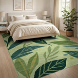 Abstract Area Lush Green Leaves Area Rug