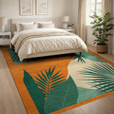 Bold Orange Palm Frond Area Rug