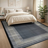 Modern Grey Geometric Border Area Rug
