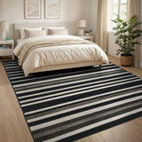 Bold Black White Striped No. 21 Area Rug