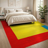 Vibrant Red Yellow Blue Block Geometric Area Rug