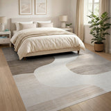 Abstract Wave Beige and Neutral Area Rug