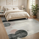 Beige and Neutral Abstract Geometric Circles Area Rug