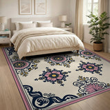 Multi-color and Patterns Ornate Pink Floral Medallion Area Rug