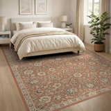 Floral Vintage Brown and Tan Brown Floral Vintage Area Rug