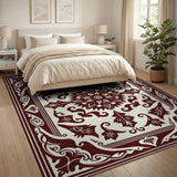 Ornate Maroon Medallion Persian Area Rug