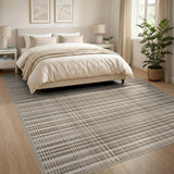 Geometric Modern Beige Plaid Woven Area Rug