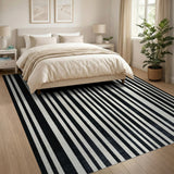 Bold Vertical Bold Black White Vertical Striped Area Rug