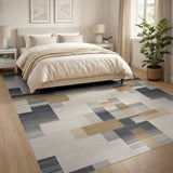Geometric Modern Modern Geometric Beige Grey Area Rug