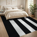 Geometric Modern Black and White Bold Black White Striped Area Rug