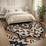 Intricate Brown Tan Persian Motif Area Rug