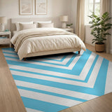 Blue and Teal Modern Blue Chevron Zigzag Area Rug