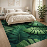 Layered Monstera Leaves Green Area Rug