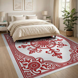 Red Elegant Red Ornate Medallion Rug