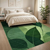 Modern Green Leaf Circle Area Rug