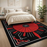 Bold Red Sunburst Southwestern Rug