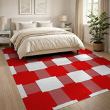 Bold Red and White Buffalo Check Area Rug