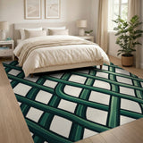 Green Woven Lattice Area Rug