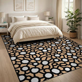 Beige Bubble Network Abstract Area Rug