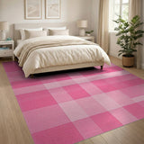 Pink Pink Gingham Checkered Area Rug